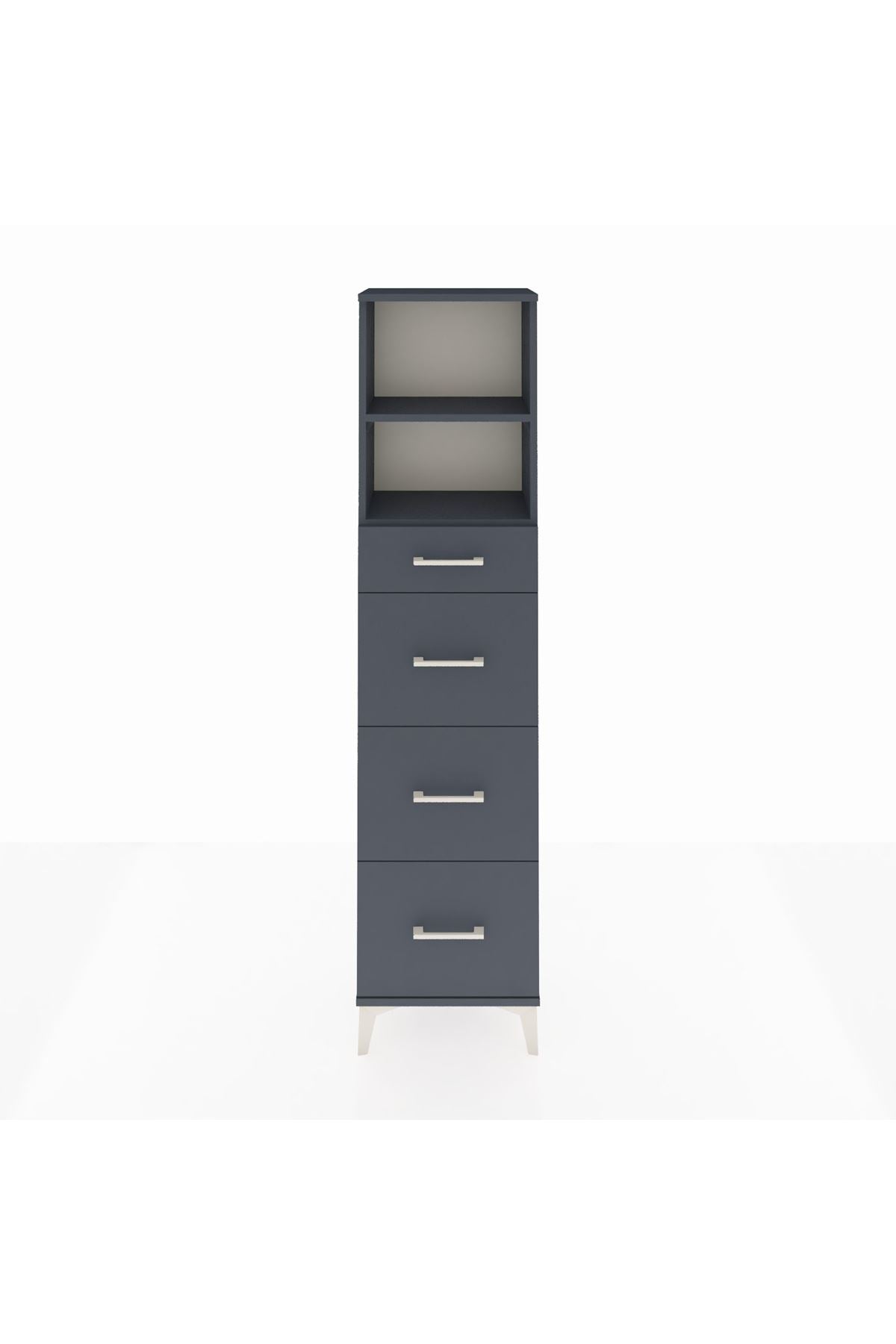 Arges Dolap 2 Raflı 4 Çekmeceli 44x30x182 Antrasit-Antrasit