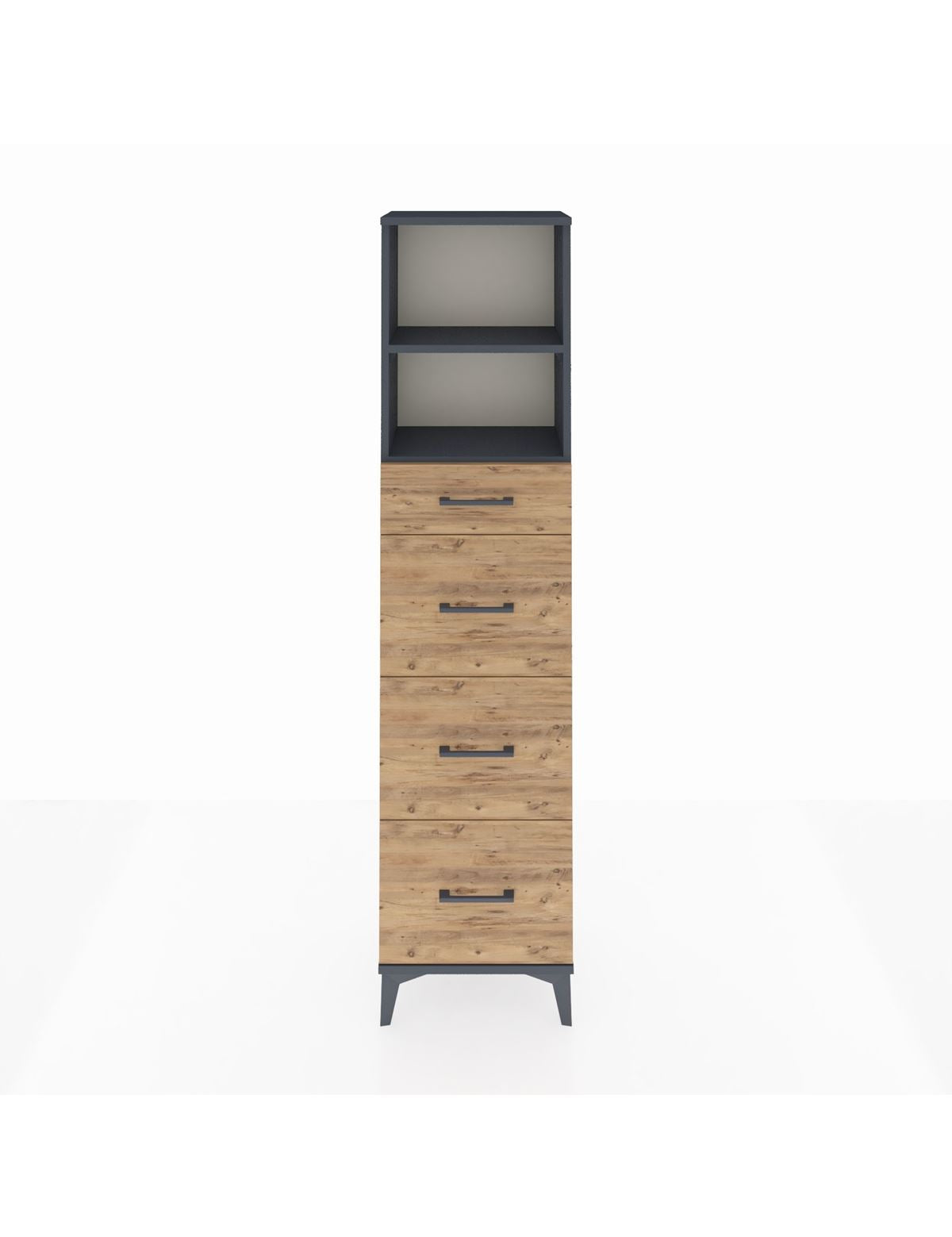 Arges Dolap 2 Raflı 4 Çekmeceli 44x30x182 Antrasit-Çam