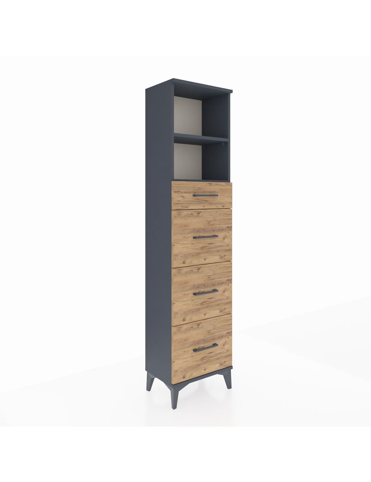 Arges Dolap 2 Raflı 4 Çekmeceli 44x30x182 Antrasit-Çam