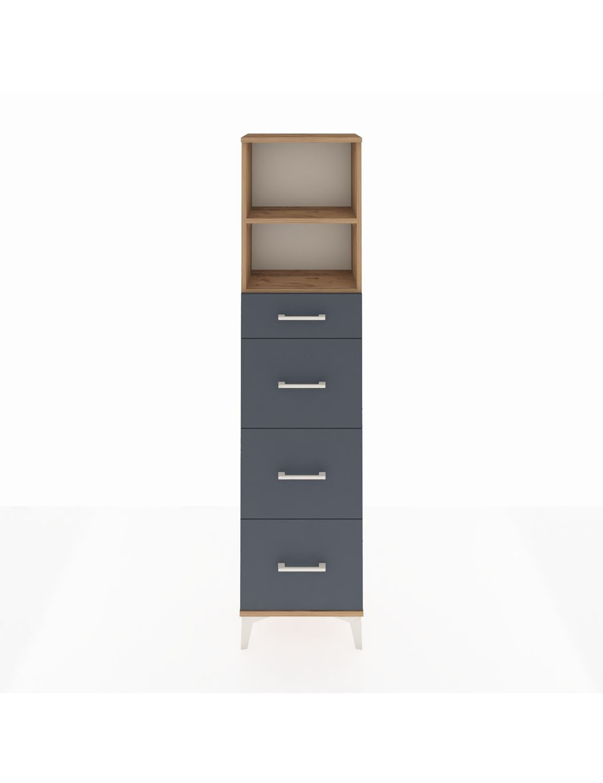 Arges Dolap 2 Raflı 4 Çekmeceli 44x30x182 Çam-Antrasit