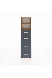 Arges Dolap 2 Raflı 4 Çekmeceli 44x30x182 Çam-Antrasit