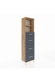 Arges Dolap 2 Raflı 4 Çekmeceli 44x30x182 Çam-Antrasit