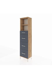 Arges Dolap 2 Raflı 4 Çekmeceli 44x30x182 Çam-Antrasit