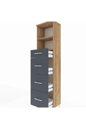 Arges Dolap 2 Raflı 4 Çekmeceli 44x30x182 Çam-Antrasit