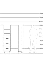 Arges Dolap 2 Raflı 4 Çekmeceli 44x30x182 Çam-Antrasit