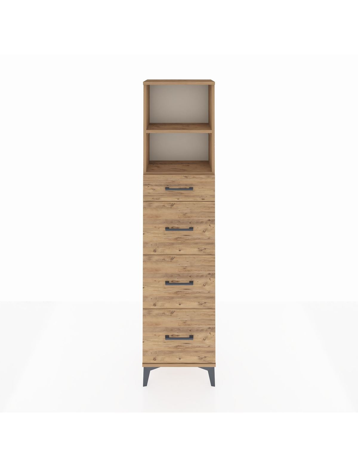 Arges Dolap 2 Raflı 4 Çekmeceli 44x30x182 Çam-Çam