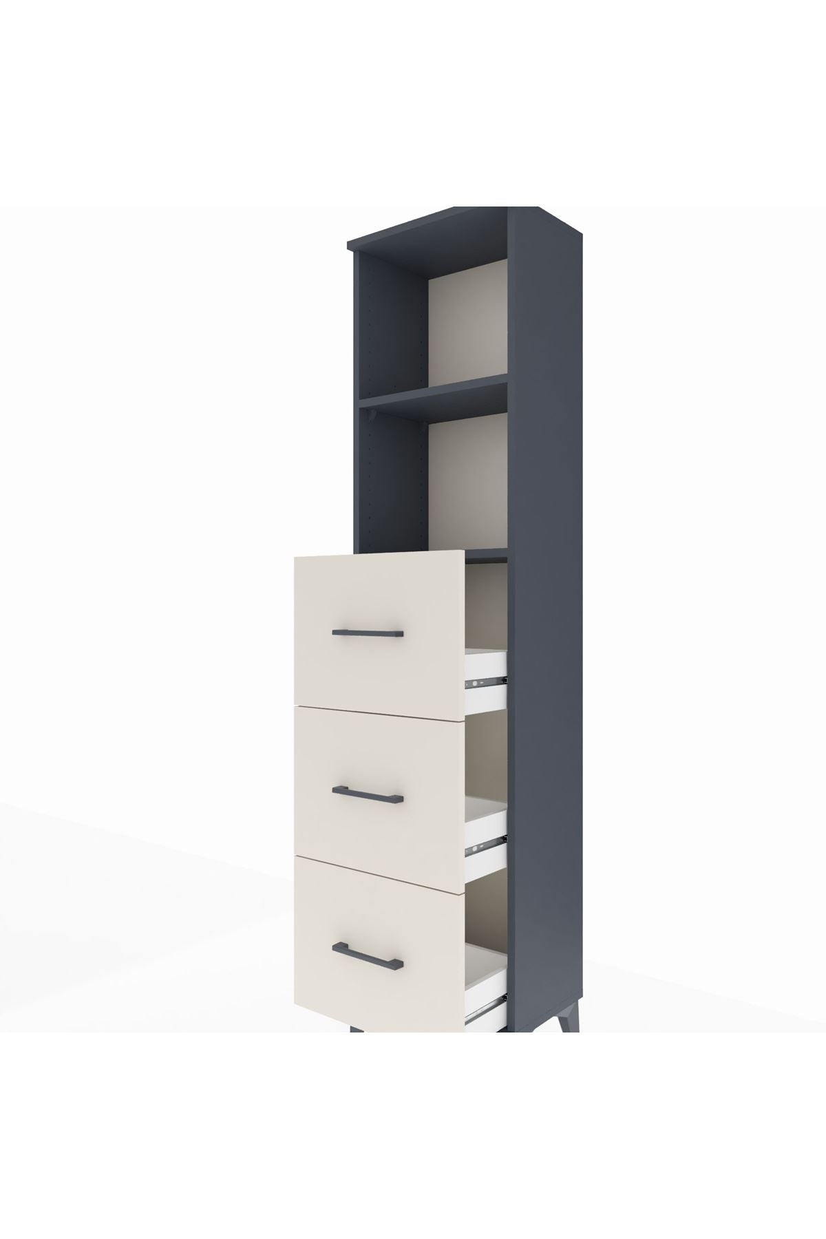 Arges Dolap 2 Raflı 3 Çekmeceli 44x30x182 Antrasit-Aytaşı