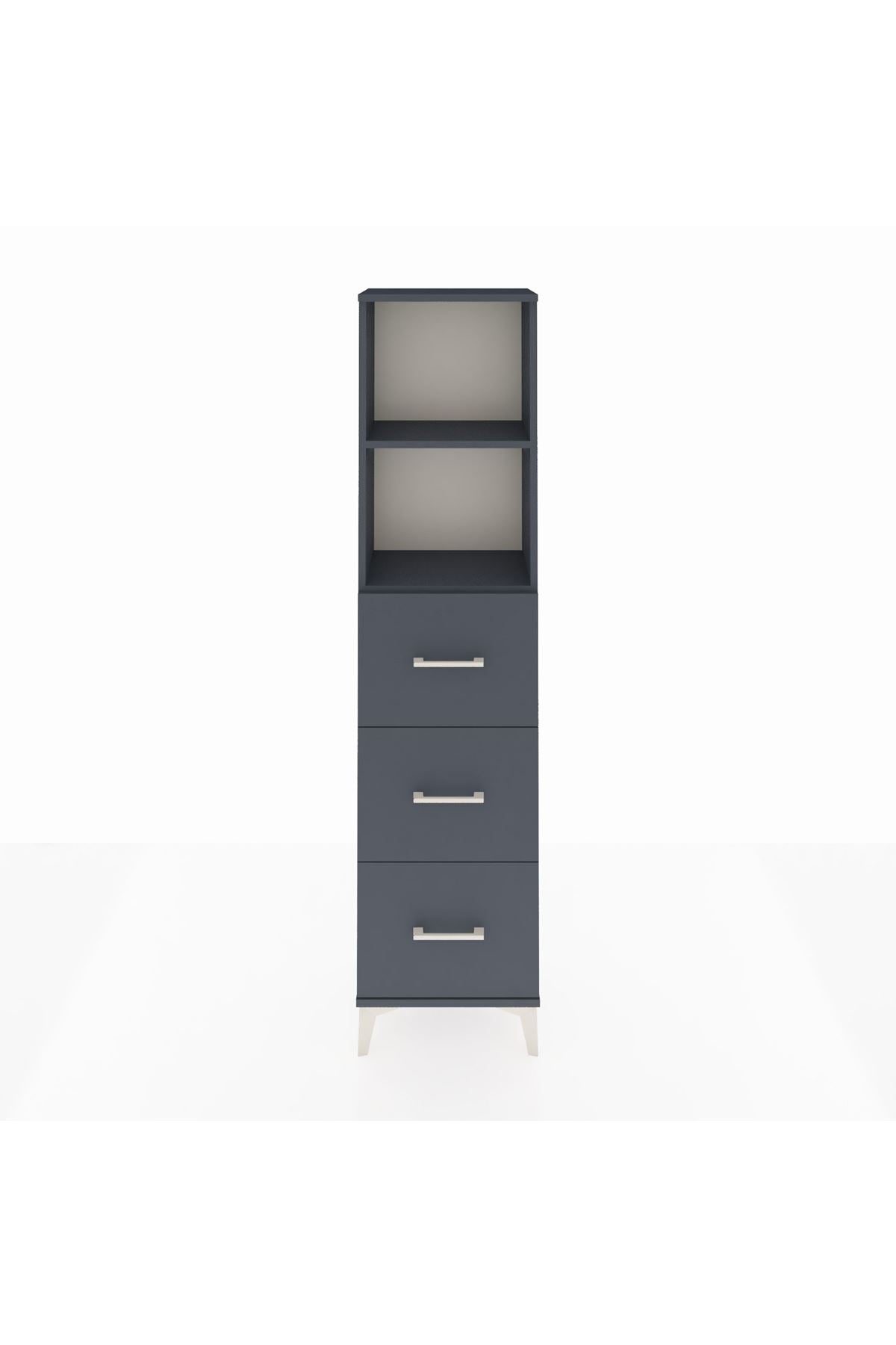 Arges Dolap 2 Raflı 3 Çekmeceli 44x30x182 Antrasit-Antrasit