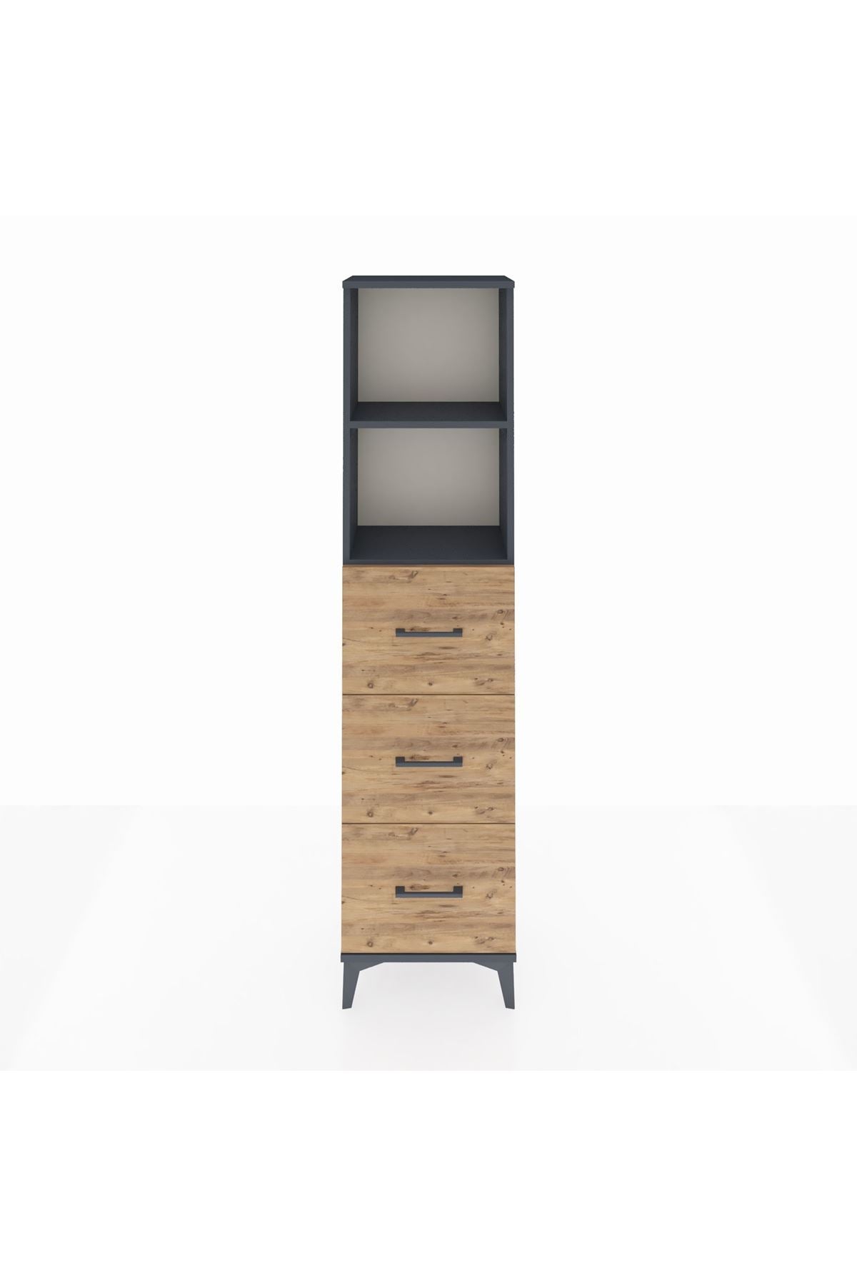 Arges Dolap 2 Raflı 3 Çekmeceli 44x30x182 Antrasit-Çam