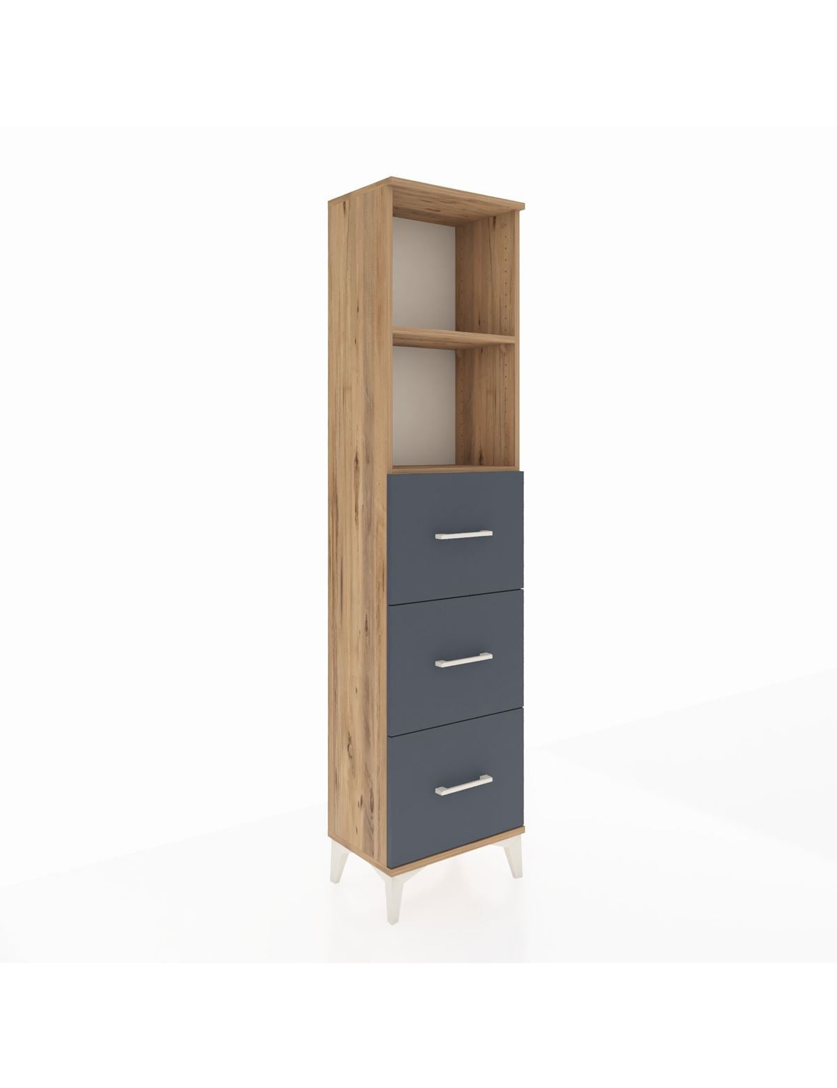 Arges Dolap 2 Raflı 3 Çekmeceli 44x30x182 Çam-Antrasit