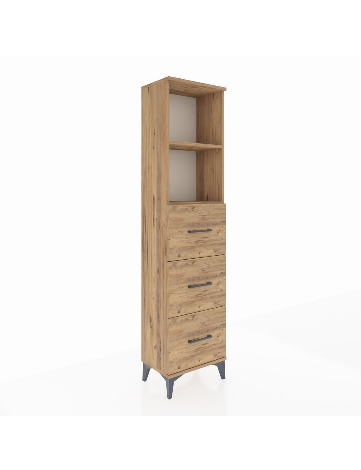 Arges Dolap 2 Raflı 3 Çekmeceli 44x30x182 Çam-Çam