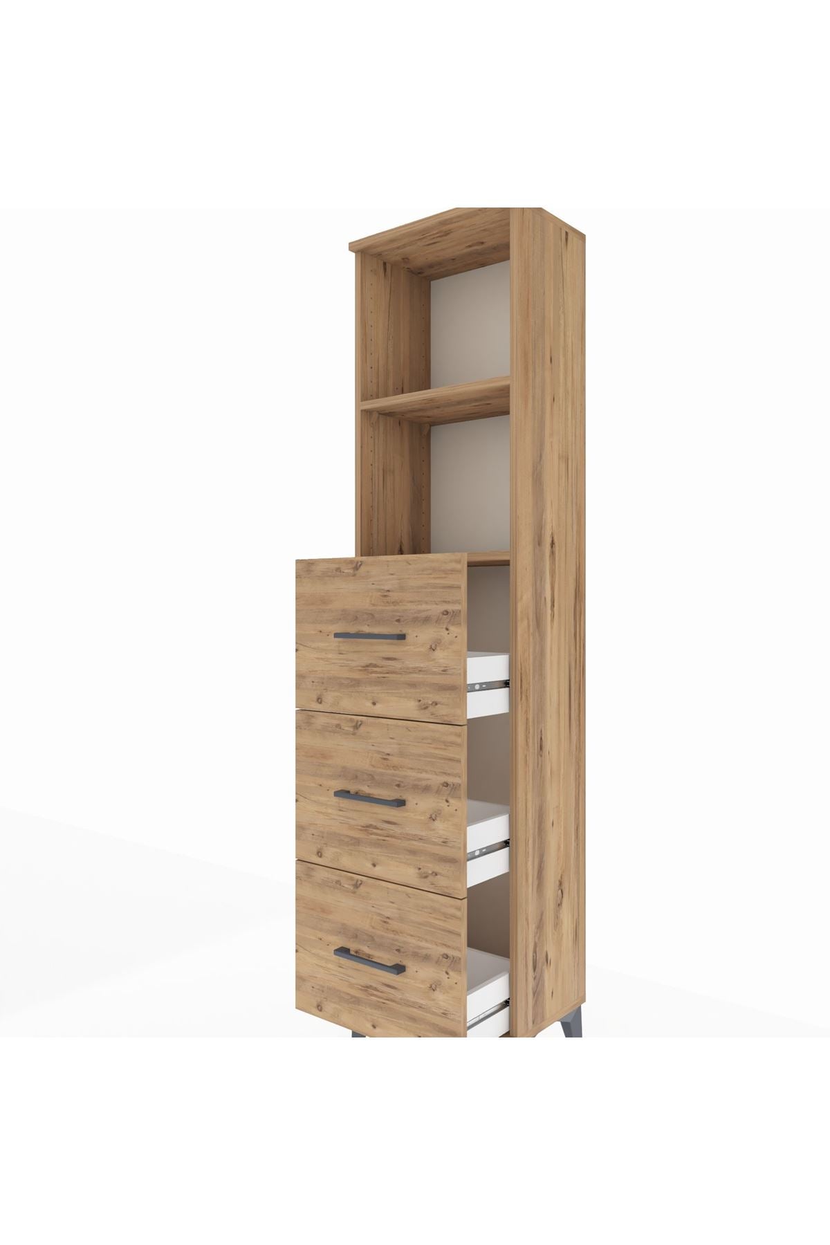 Arges Dolap 2 Raflı 3 Çekmeceli 44x30x182 Çam-Çam