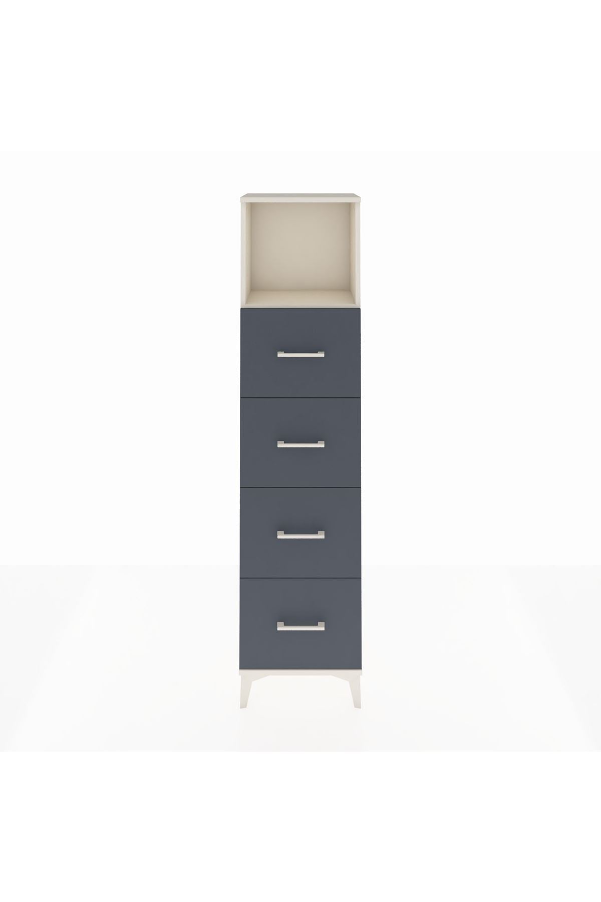 Arges Dolap Tek Raflı 4 Çekmeceli 44x30x182 Aytaşı-Antrasit