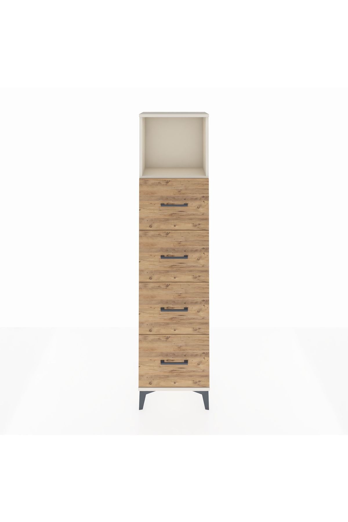 Arges Dolap Tek Raflı 4 Çekmeceli 44x30x182 Aytaşı-Çam