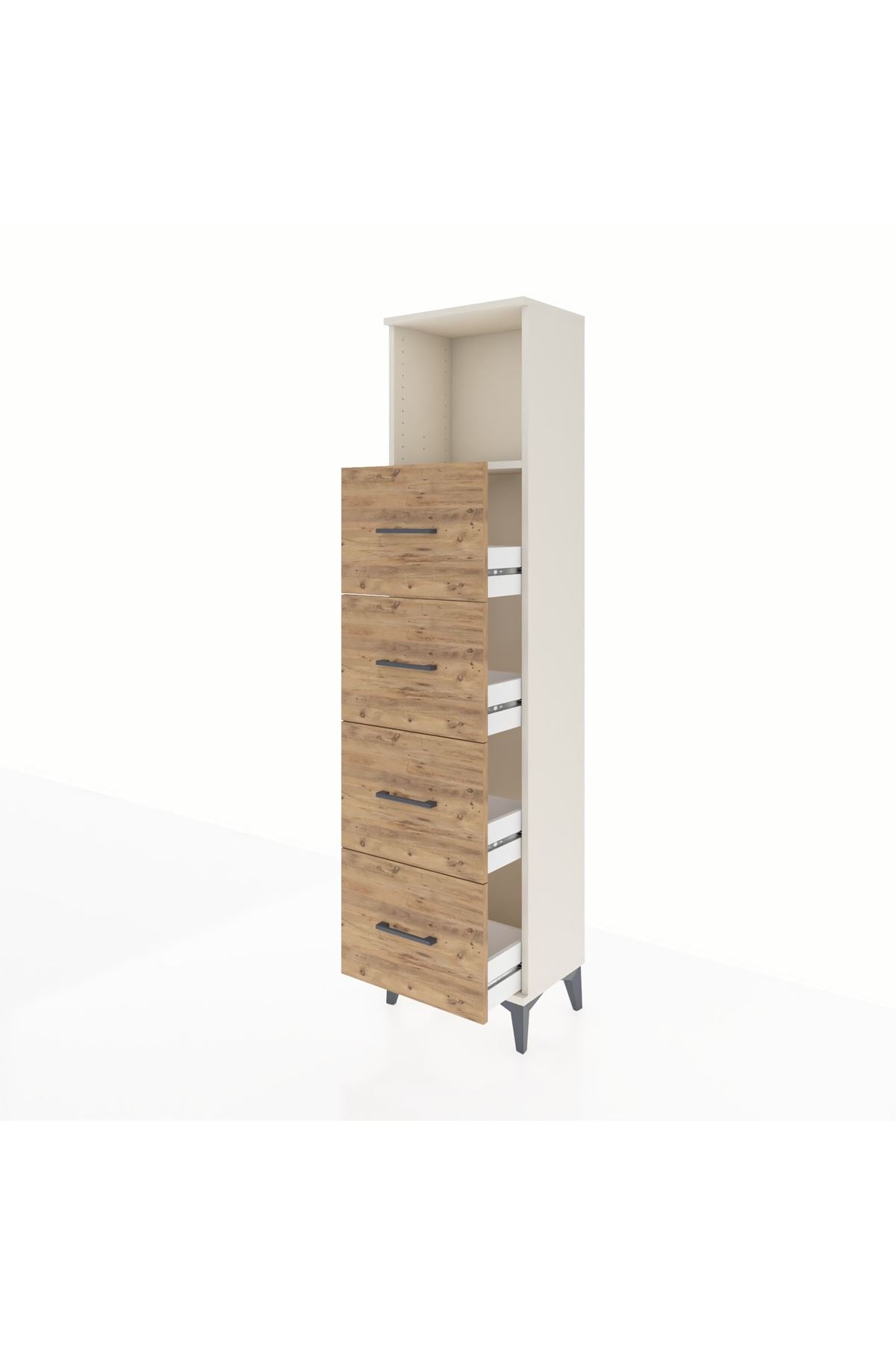 Arges Dolap Tek Raflı 4 Çekmeceli 44x30x182 Aytaşı-Çam