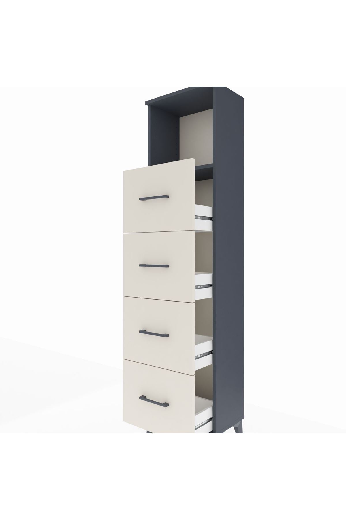 Arges Dolap Tek Raflı 4 Çekmeceli 44x30x182 Antrasit-Aytaşı