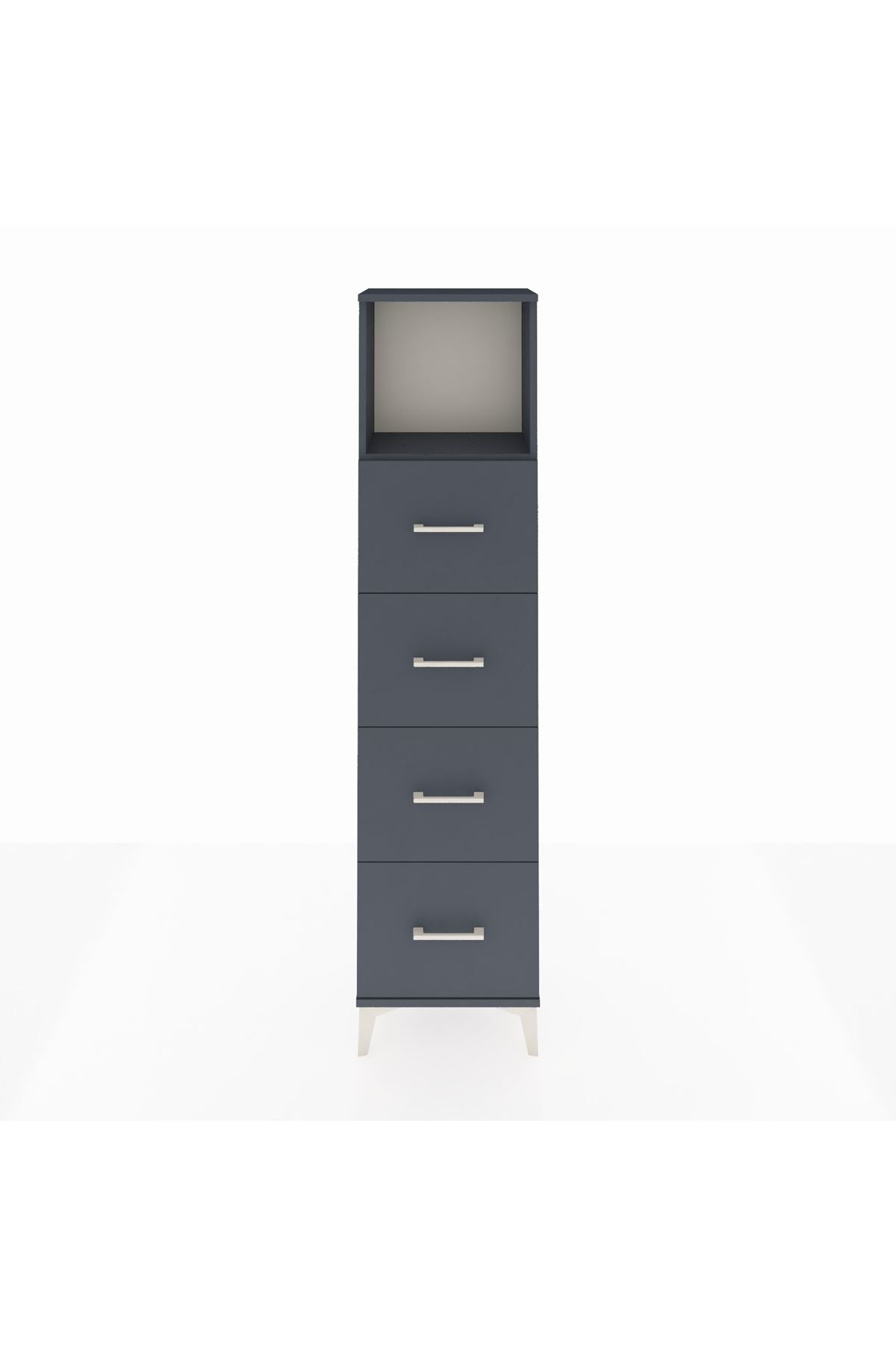 Arges Dolap Tek Raflı 4 Çekmeceli 44x30x182 Antrasit-Antrasit