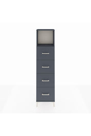 Arges Dolap Tek Raflı 4 Çekmeceli 44x30x182 Antrasit-Antrasit