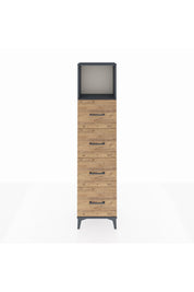 Arges Dolap Tek Raflı 4 Çekmeceli 44x30x182 Antrasit-Çam