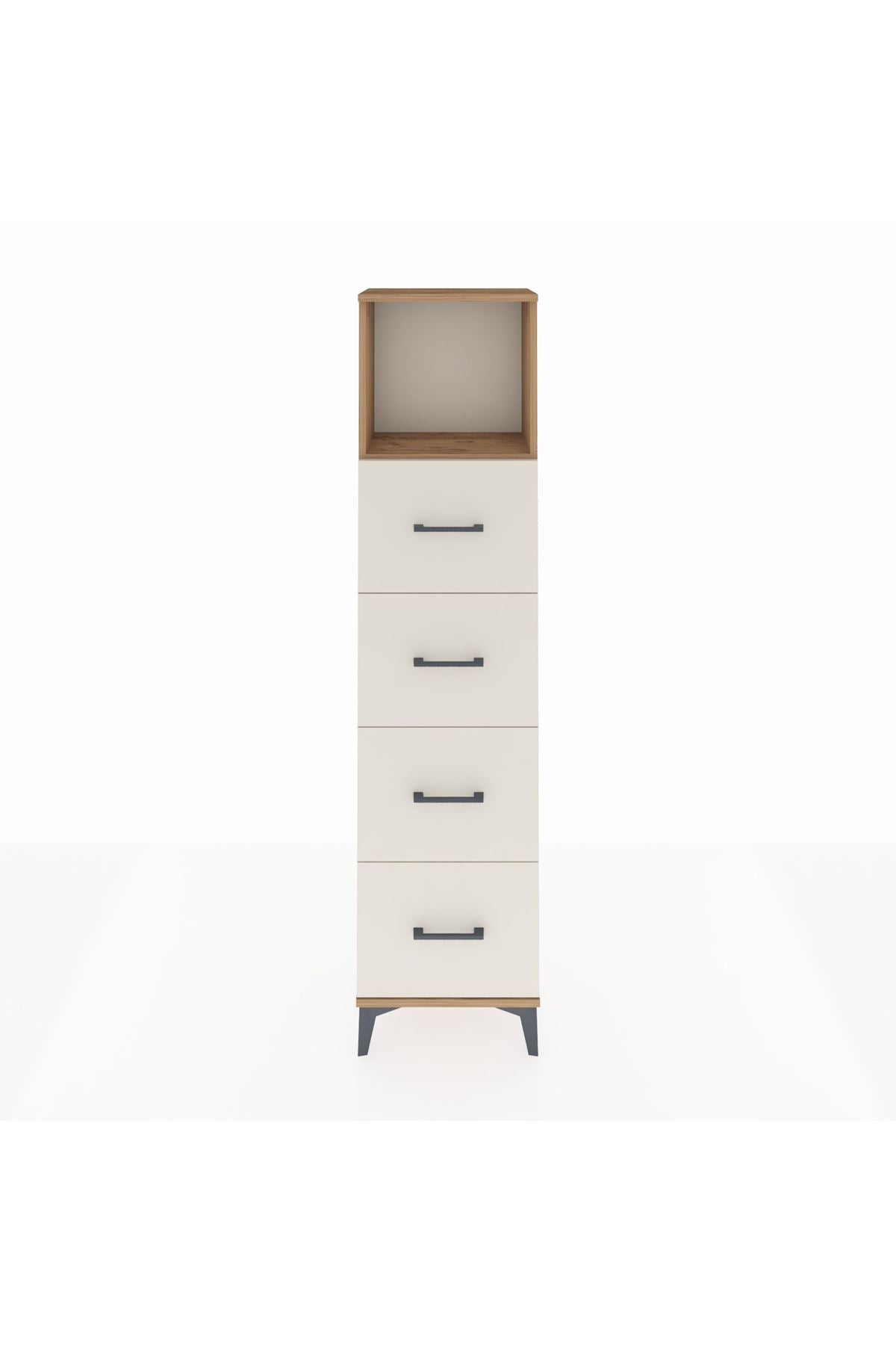 Arges Dolap Tek Raflı 4 Çekmeceli 44x30x182 Çam-Aytaşı