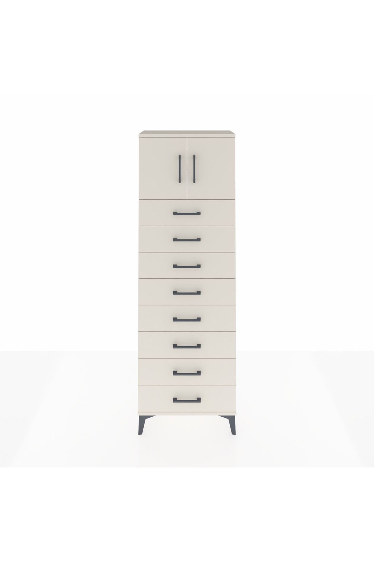 Arges Dolap 2 Raflı 8 Çekmeceli 2 Kapaklı 60x30x182 Aytaşı-Aytaşı