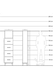 Arges Dolap Tek Raflı 4 Çekmeceli 44x30x182 Çam-Çam