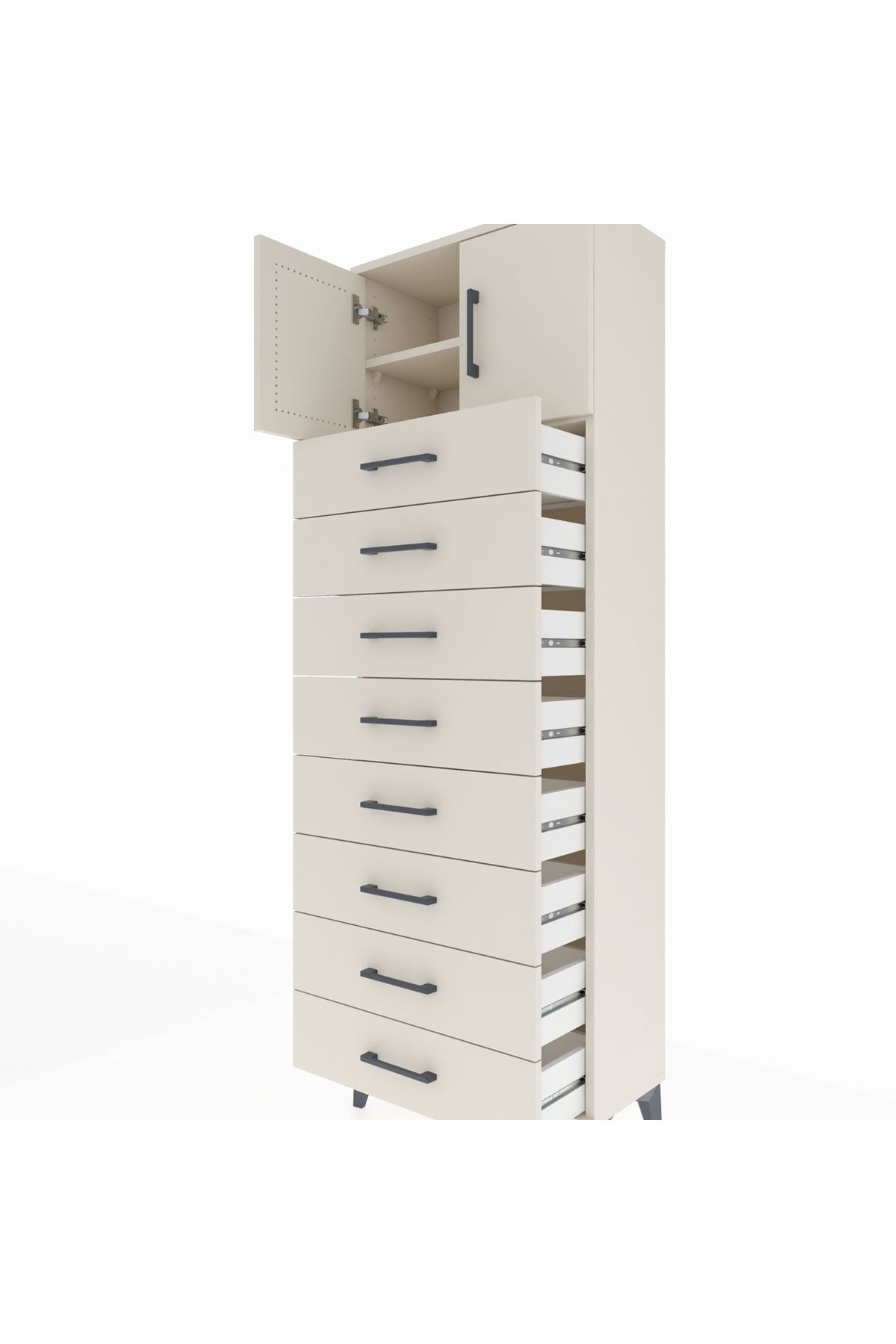 Arges Dolap 2 Raflı 8 Çekmeceli 2 Kapaklı 60x30x182 Aytaşı-Aytaşı