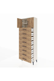 Arges Dolap 2 Raflı 8 Çekmeceli 2 Kapaklı 60x30x182 Aytaşı-Çam