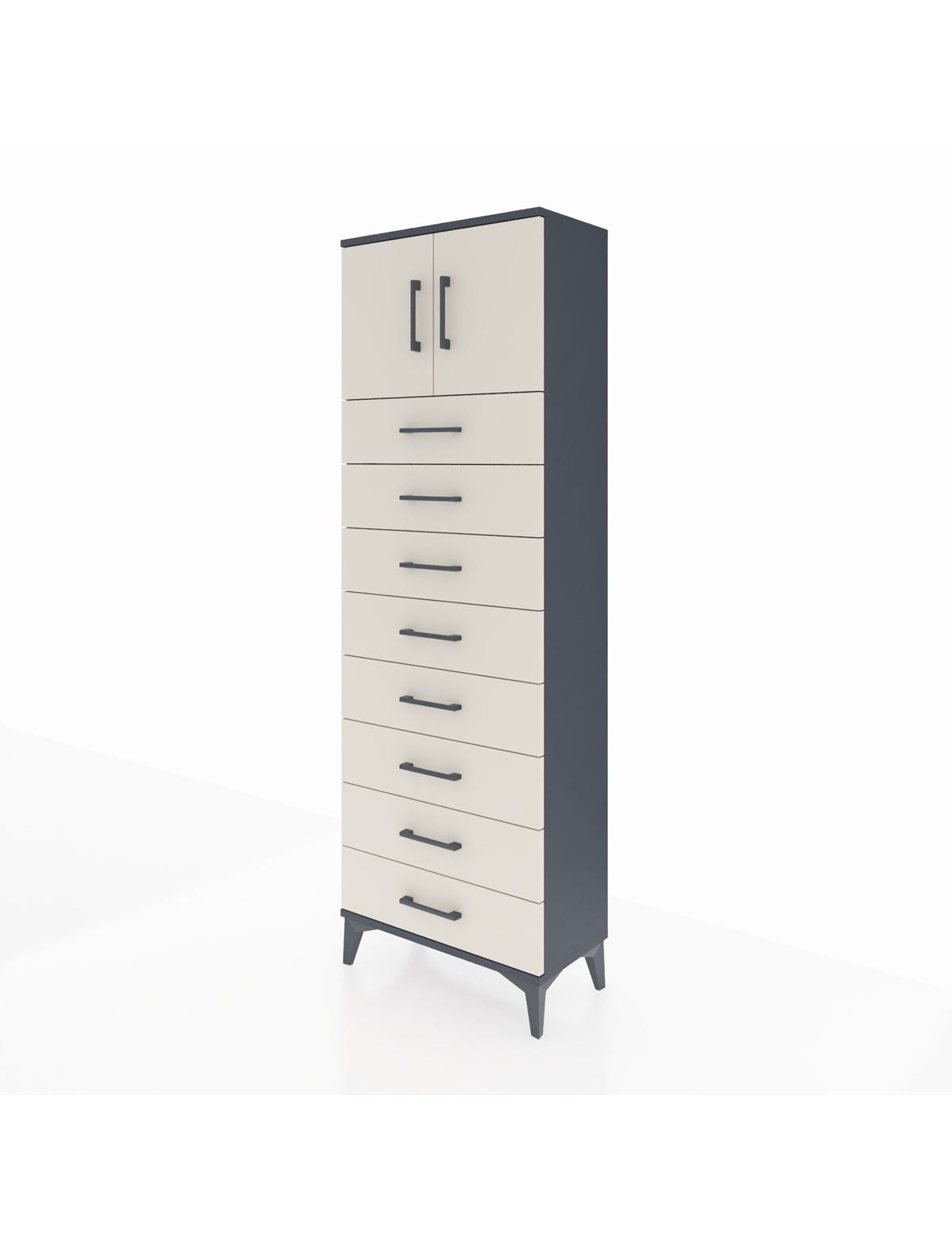 Arges Dolap 2 Raflı 8 Çekmeceli 2 Kapaklı 60x30x182 - S23M001V4A