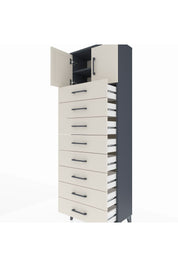 Arges Dolap 2 Raflı 8 Çekmeceli 2 Kapaklı 60x30x182 Antrasit-Aytaşı