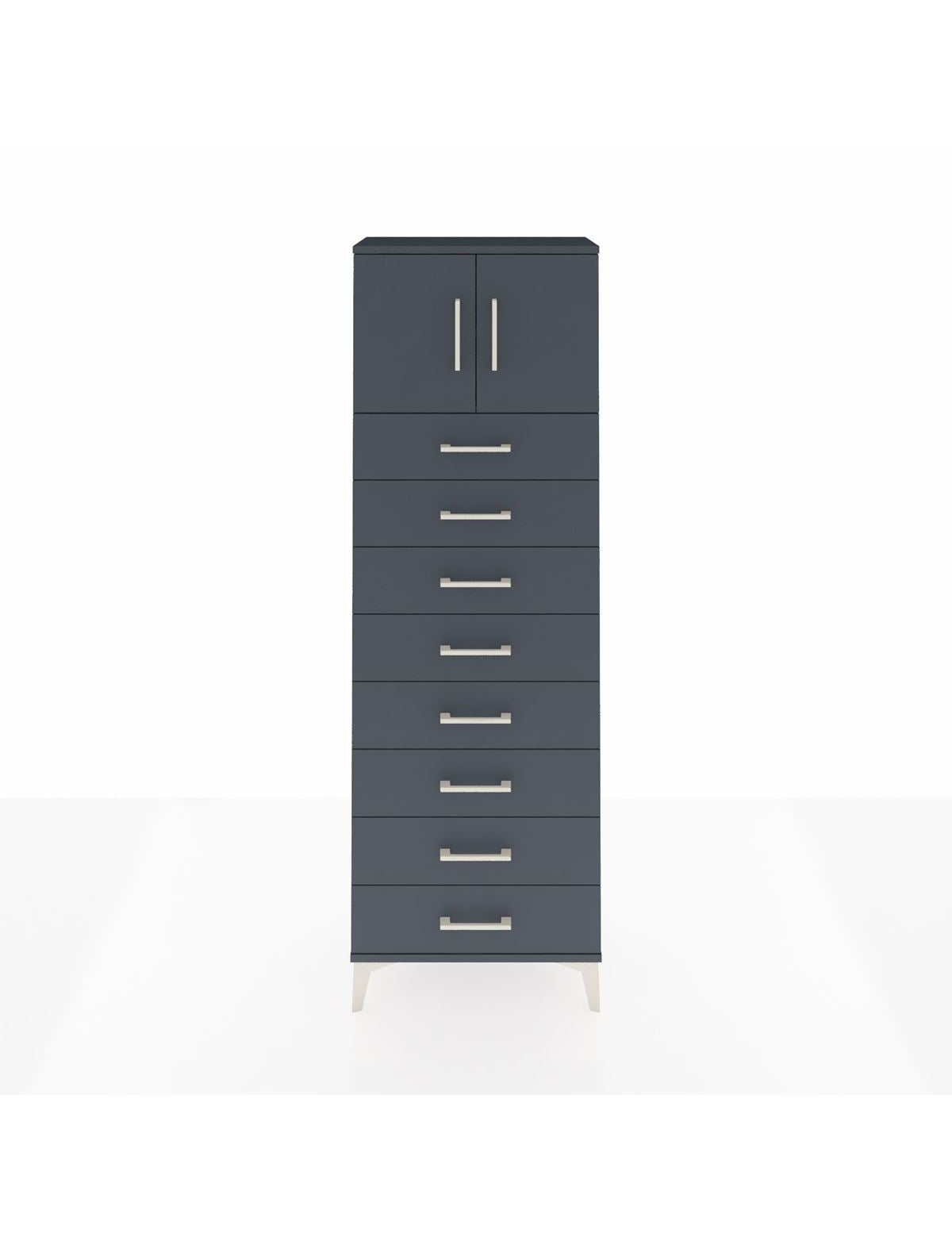 Arges Dolap 2 Raflı 8 Çekmeceli 2 Kapaklı 60x30x182 Antrasit-Antrasit