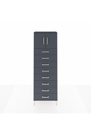 Arges Dolap 2 Raflı 8 Çekmeceli 2 Kapaklı 60x30x182 Antrasit-Antrasit