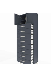 Arges Dolap 2 Raflı 8 Çekmeceli 2 Kapaklı 60x30x182 Antrasit-Antrasit