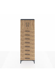 Arges Dolap 2 Raflı 8 Çekmeceli 2 Kapaklı 60x30x182 Antrasit-Çam