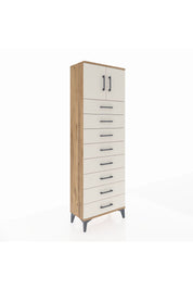 Arges Dolap 2 Raflı 8 Çekmeceli 2 Kapaklı 60x30x182 Çam-Aytaşı