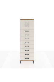 Arges Dolap 2 Raflı 8 Çekmeceli 2 Kapaklı 60x30x182 Çam-Aytaşı