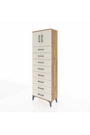 Arges Dolap 2 Raflı 8 Çekmeceli 2 Kapaklı 60x30x182 Çam-Aytaşı