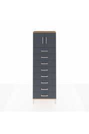 Arges Dolap 2 Raflı 8 Çekmeceli 2 Kapaklı 60x30x182 Çam-Antrasit