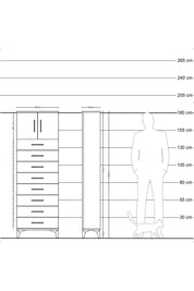 Arges Dolap 2 Raflı 8 Çekmeceli 2 Kapaklı 60x30x182 Çam-Aytaşı