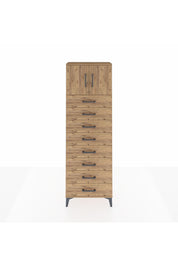 Arges Dolap 2 Raflı 8 Çekmeceli 2 Kapaklı 60x30x182 Çam-Çam