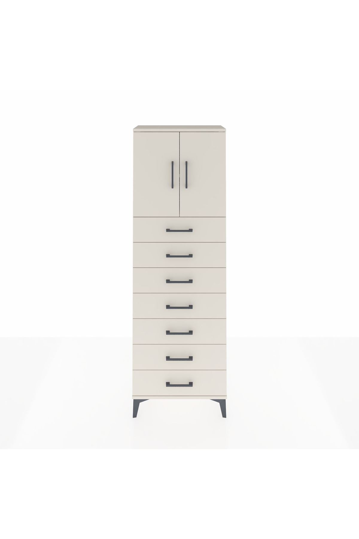 Arges Dolap 2 Raflı 7 Çekmeceli 2 Kapaklı 60x30x182 Aytaşı-Aytaşı