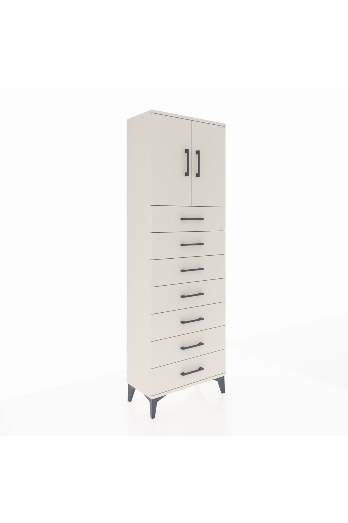 Arges Dolap 2 Raflı 7 Çekmeceli 2 Kapaklı 60x30x182 - S23M002V1A