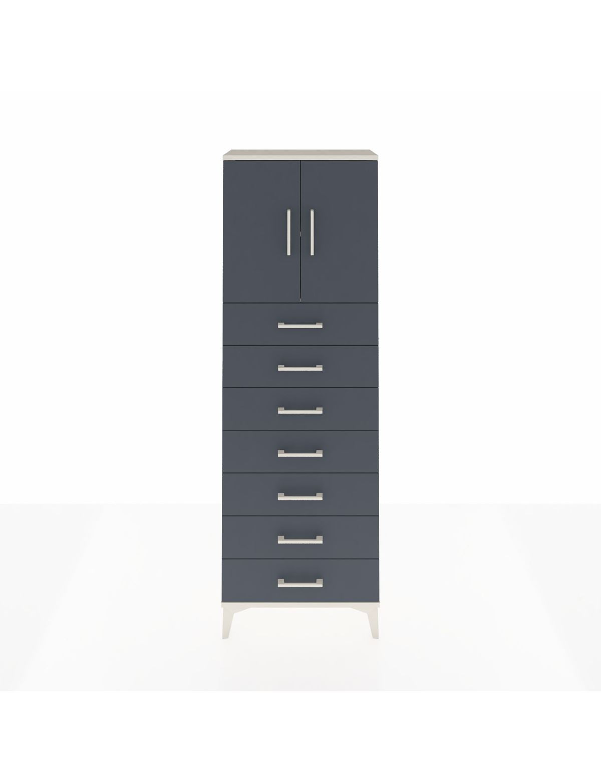 Arges Dolap 2 Raflı 7 Çekmeceli 2 Kapaklı 60x30x182 Aytaşı-Antrasit