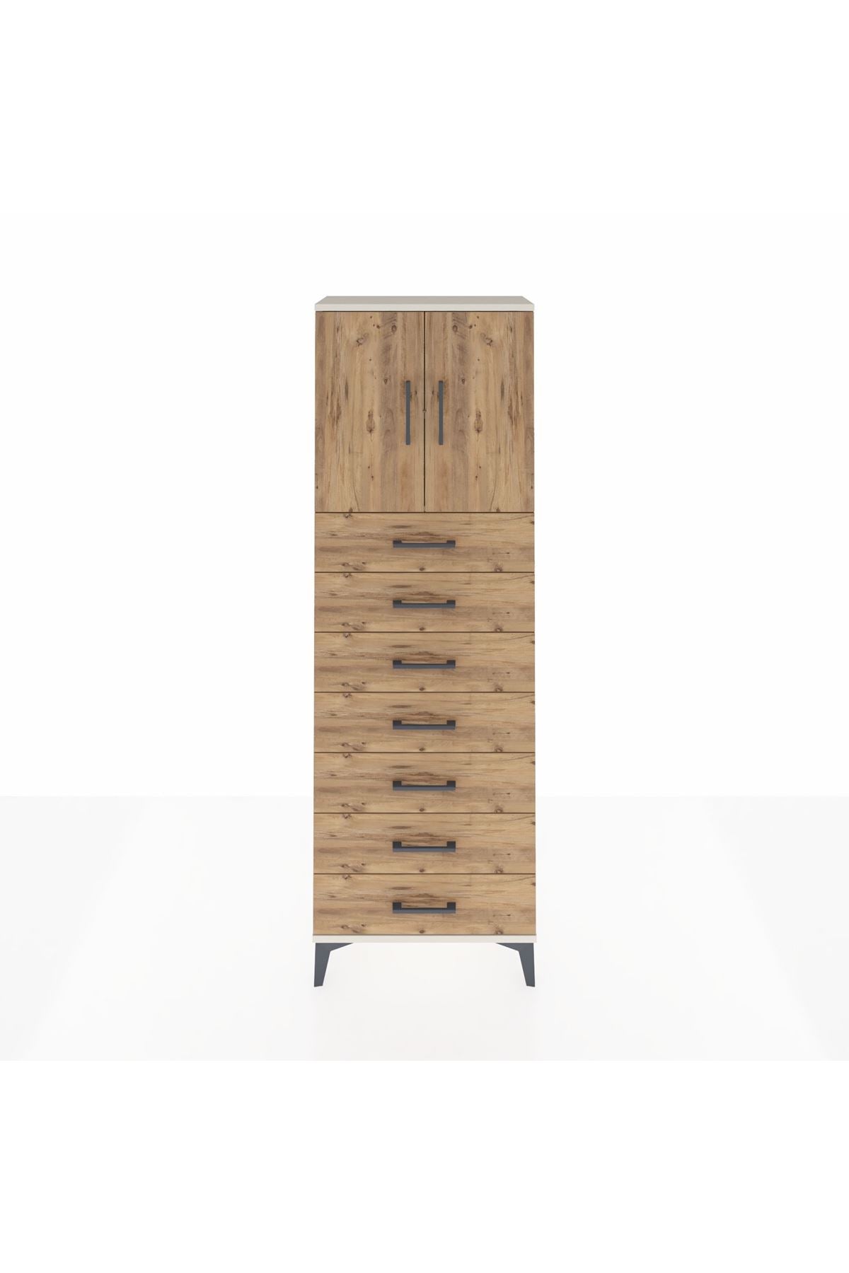 Arges Dolap 2 Raflı 7 Çekmeceli 2 Kapaklı 60x30x182 Aytaşı-Çam