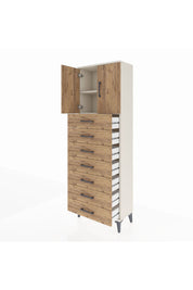 Arges Dolap 2 Raflı 7 Çekmeceli 2 Kapaklı 60x30x182 Aytaşı-Çam