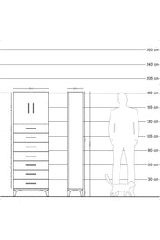 Arges Dolap 2 Raflı 7 Çekmeceli 2 Kapaklı 60x30x182 Antrasit-Aytaşı