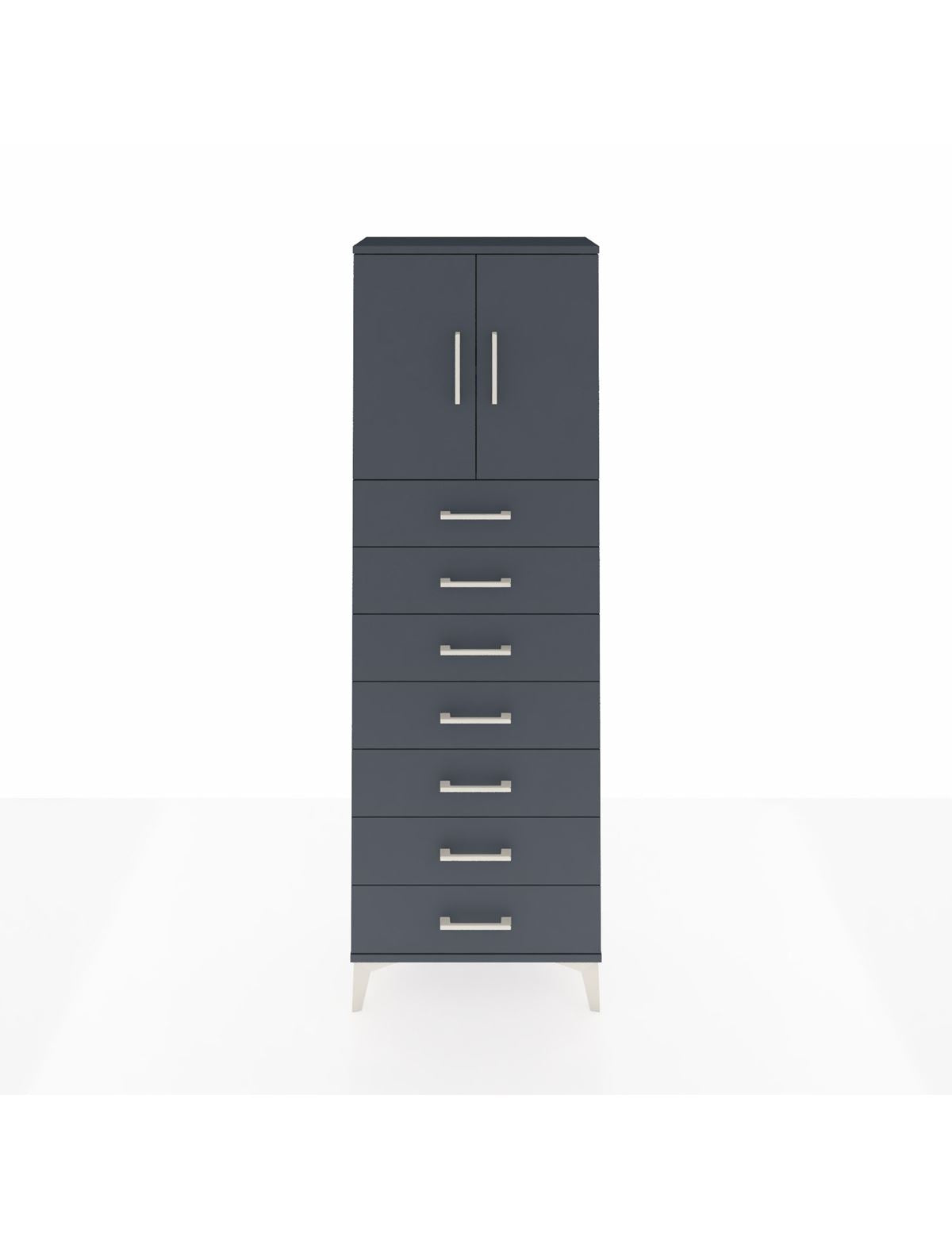 Arges Dolap 2 Raflı 7 Çekmeceli 2 Kapaklı 60x30x182 Antrasit-Antrasit