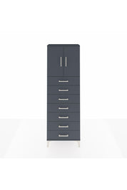 Arges Dolap 2 Raflı 7 Çekmeceli 2 Kapaklı 60x30x182 Antrasit-Antrasit