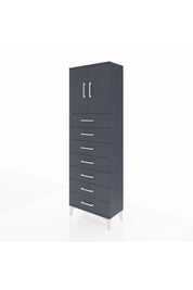 Arges Dolap 2 Raflı 7 Çekmeceli 2 Kapaklı 60x30x182 Antrasit-Antrasit