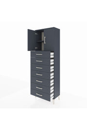 Arges Dolap 2 Raflı 7 Çekmeceli 2 Kapaklı 60x30x182 Antrasit-Antrasit